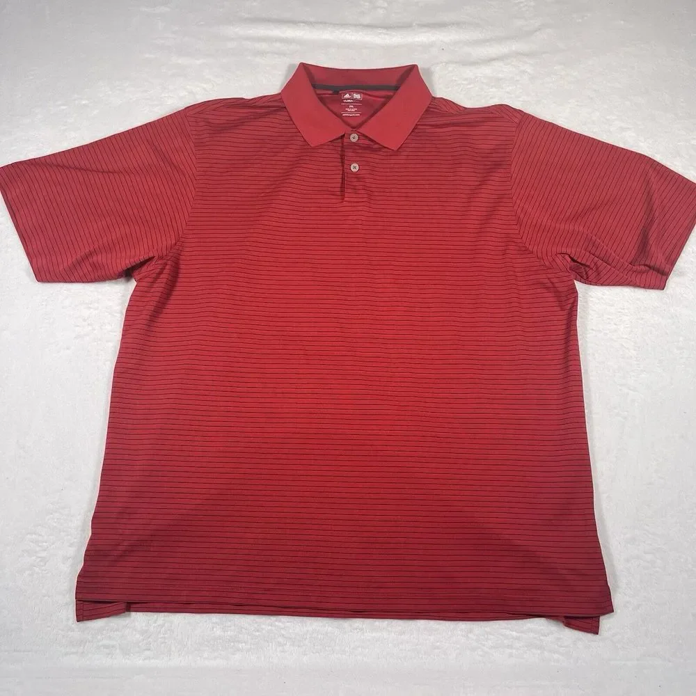 Adidas Ultimate365 Climalite Red Textured Striped Men's Polo Shirt Size‎ XXL
